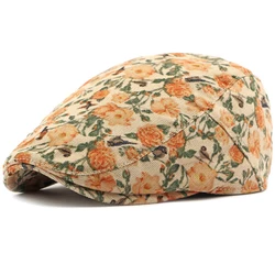 HT4405 Autumn Winter Hat Caps for Men Women Retro Floral Artist Painter Beret Hat Adjustable Ivy Flat Cap Male Female Beret Caps