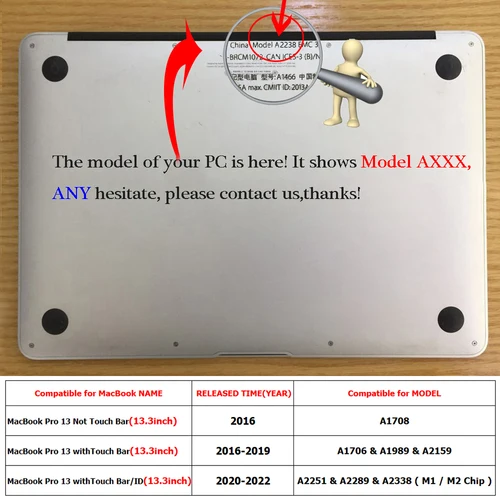 Imagen 2 del producto Protector de pantalla para MacBook Pro 13 2016-2022 lanzado modelo A1706 A1708 A1989 A2159 A2251 A2289 A2338 vidrio templado transparente