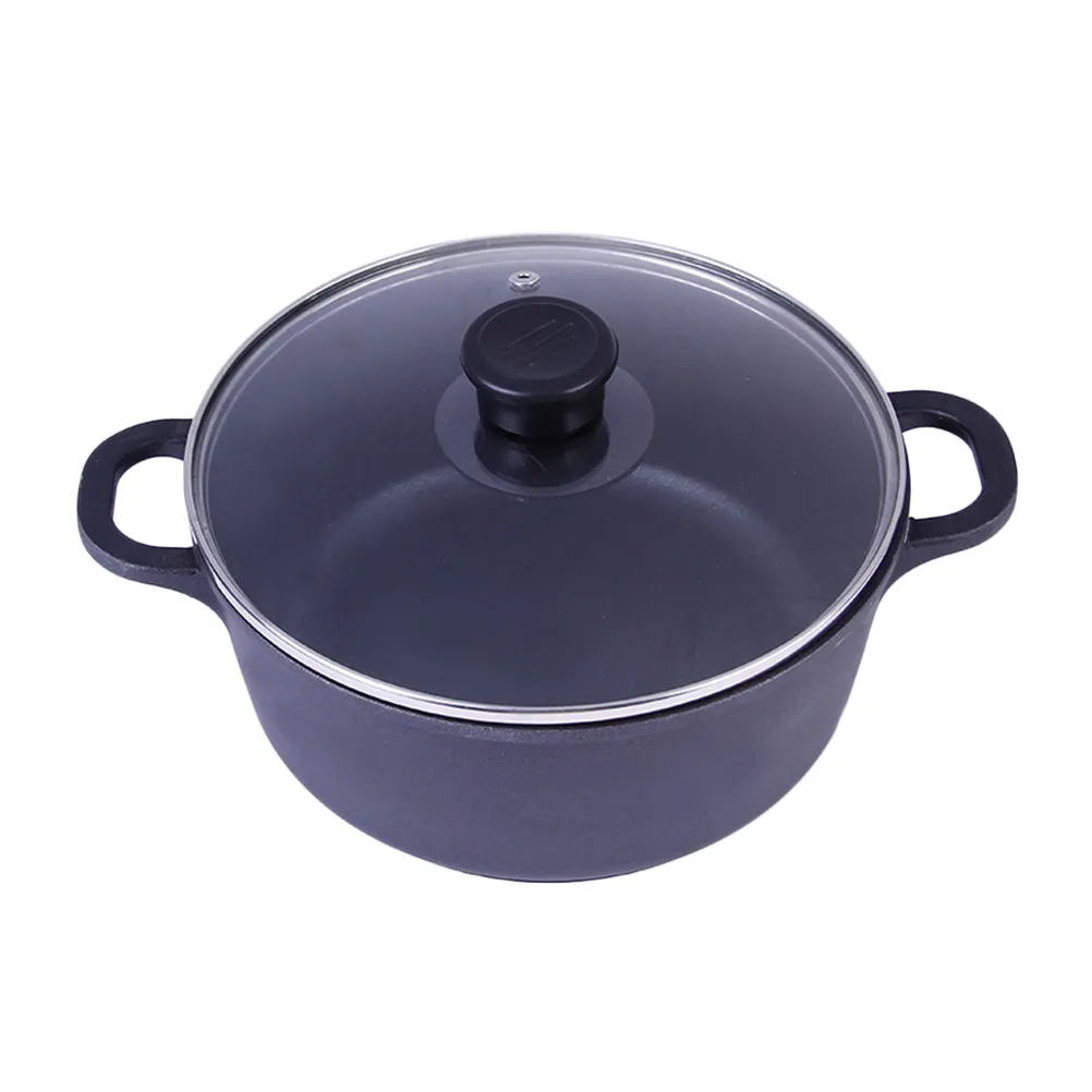 

Черная алюминиевая кастрюля 22 см с двойными ручками, сверхпрочная, многофункциональная посуда для дома, кухни, ресторана, для приготовления лапши быстрого приготовления