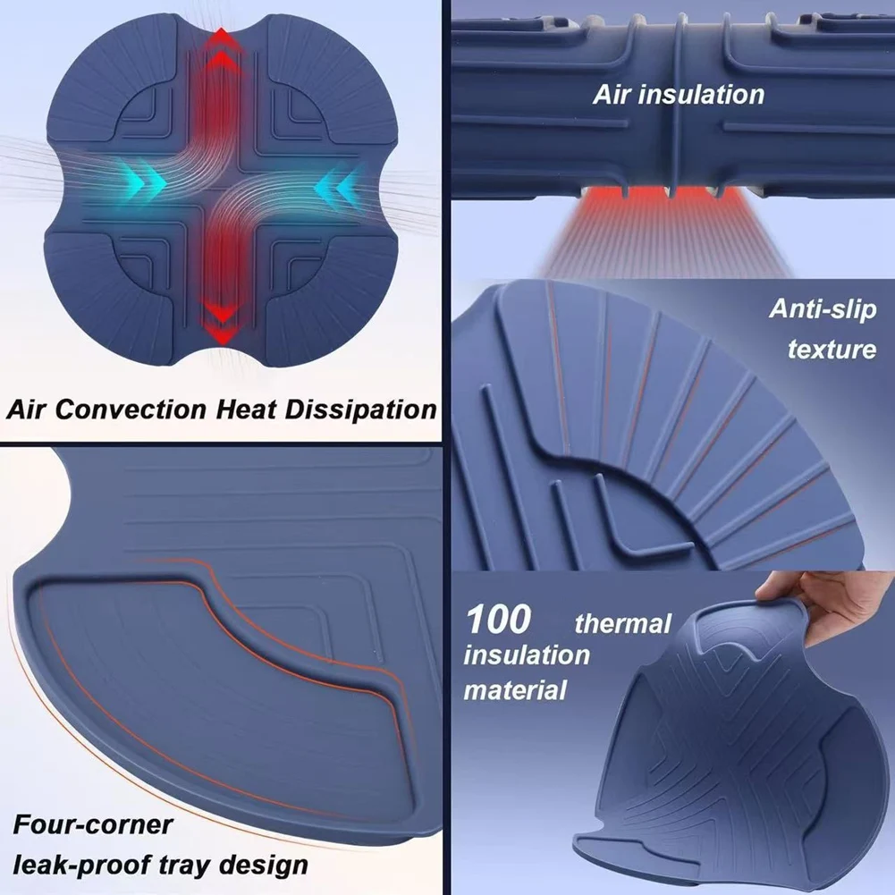 ASWUT-2PCS Air Fryer Silicone Pads For Ninja Crispi Heat-Resistant Hot Pads Potholders Protect Countertops From Scratches A