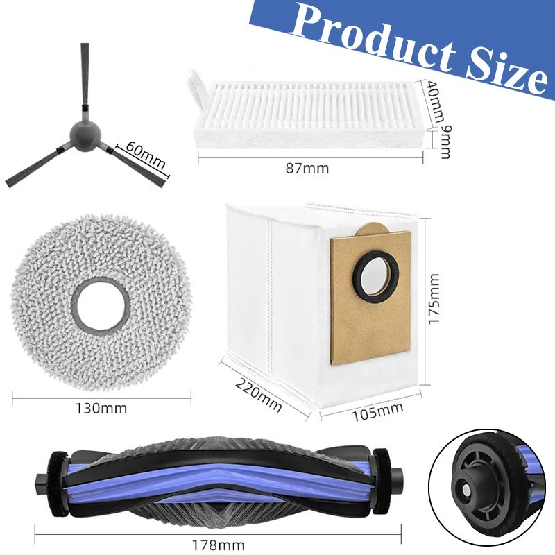 For (Lefant M3/M3 MAX/M3L) Robot Vacuum Cleaner Main Roller Side Brush Mop Cloth Large Capacity Dust Bag HEPA Filte Accessories