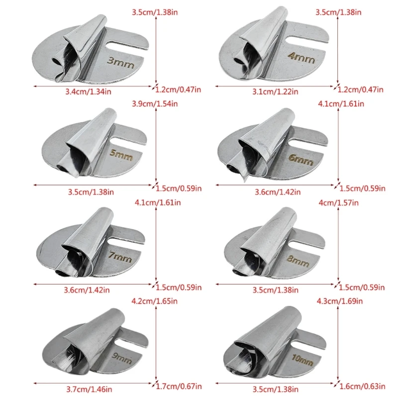 Conjunto pés hemmer laminados para costura, 8x3mm-10mm, para suprimentos costura industrial, droship