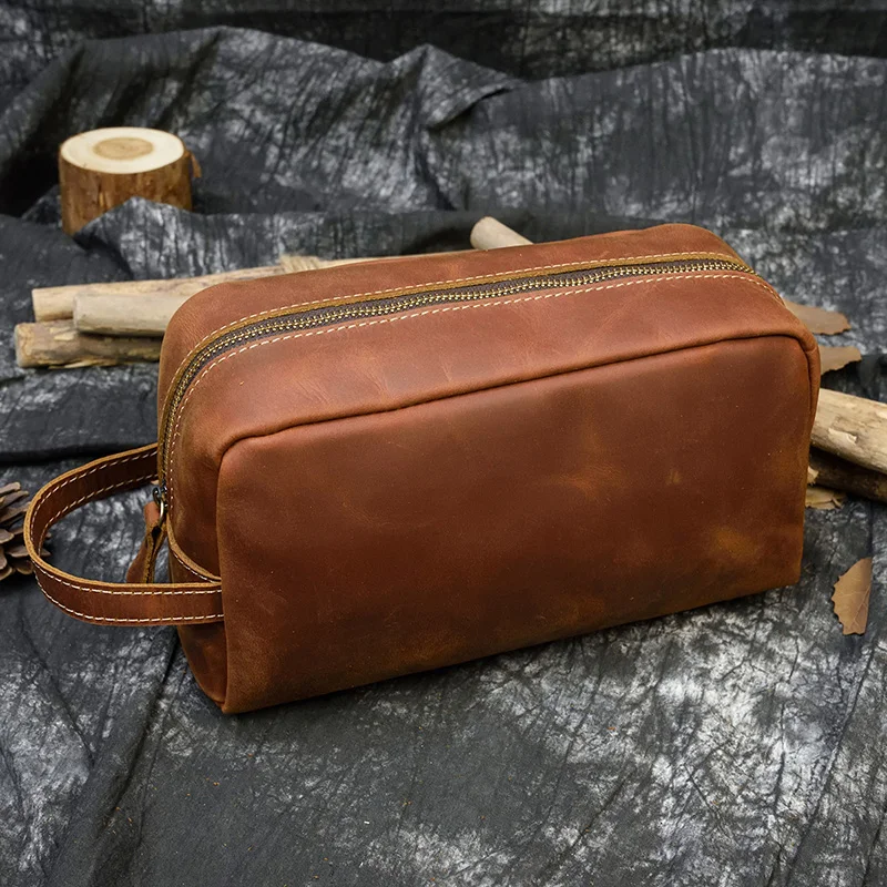 

Hot Sale Leather Clutch Bag Men Women Wash Bags Genuine Leather Storage Bags Luxury Designer Cosmetic Bags For Male Female