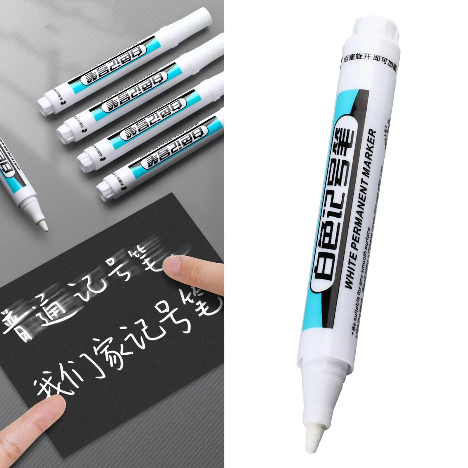 2xMultipurpose White Markers Paint Pen Glass Drawing Bathroom Foam Carpenter Marker Pen