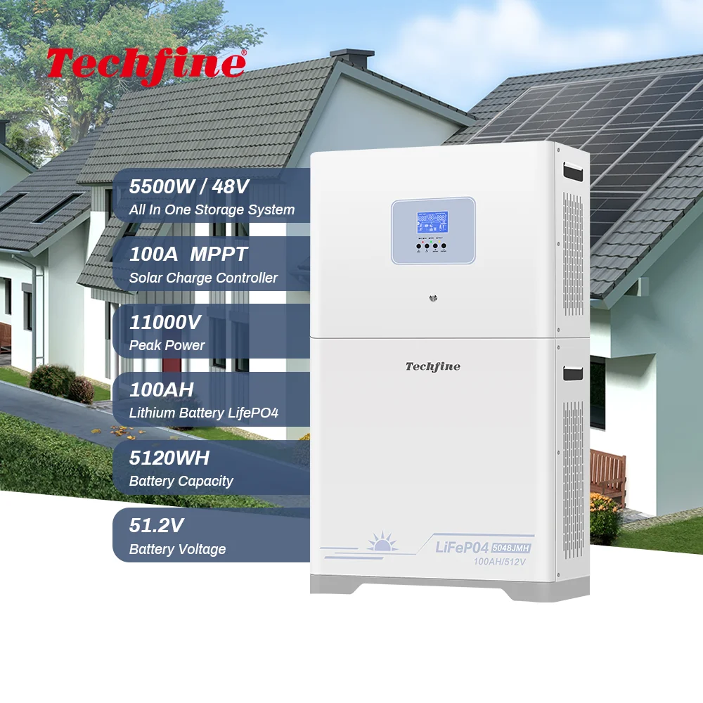 All in One 5.5kwh Solar System Solar System Battery 5500wh 220v for Commercial Use Energy Storage System with LiFePO4  Lithium