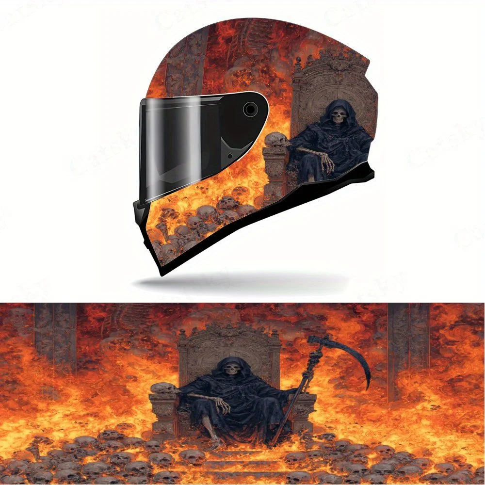 

Grim reaper Full Face Helmet Decal - Durable and Waterproof PVC, Self-Adhesive Racing Helmet Aesthetic Sticker, Helmet Accessori