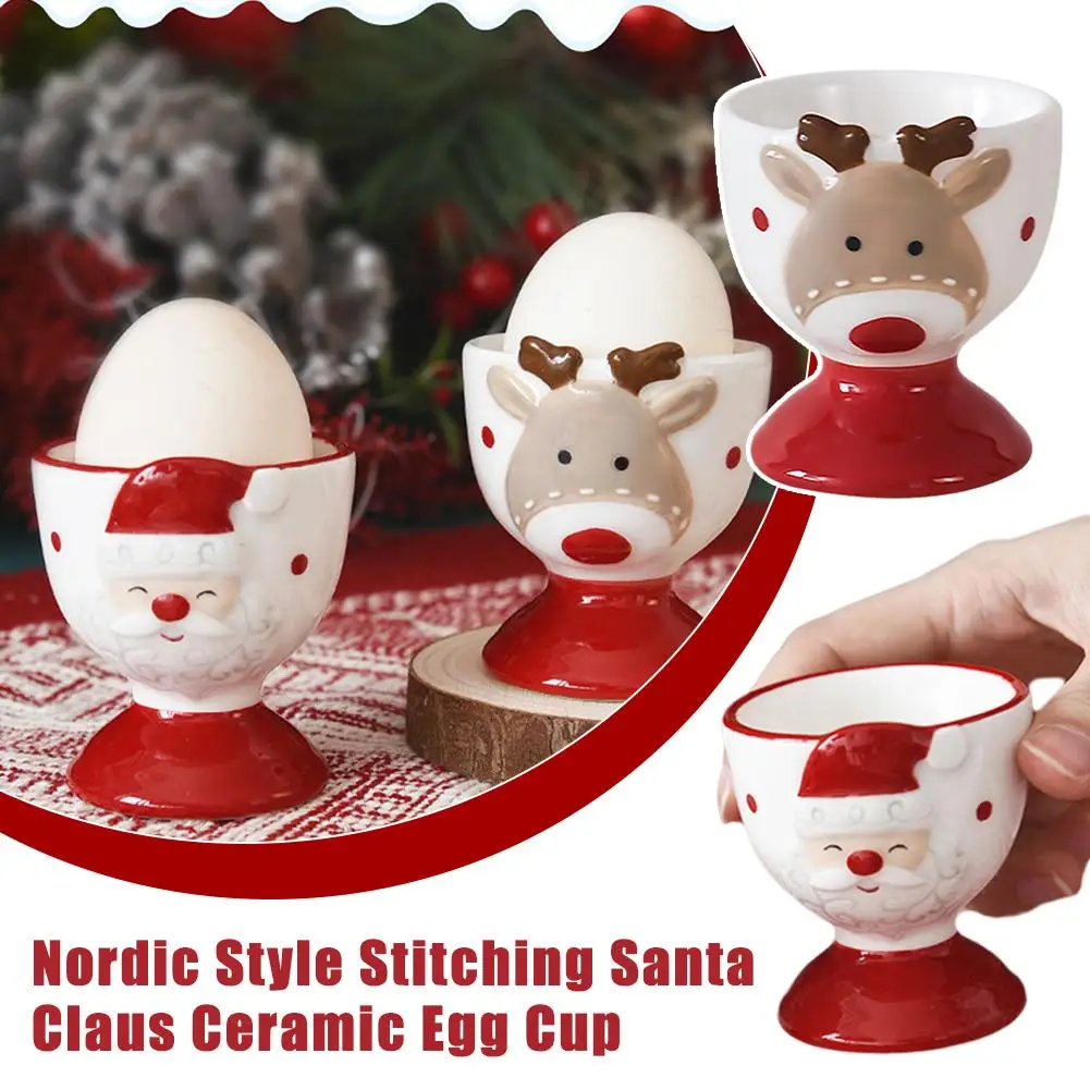 Ceramic Egg Tray Santa Claus Ceramic Egg Cup Creative Egg Tray Small Wine Glass Cute Egg Tool Kitchen Accessories image 5