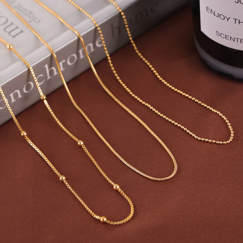 Fashionable minimalist luxury gold-plated necklace A variety of beaded chain titanium steel jewelry