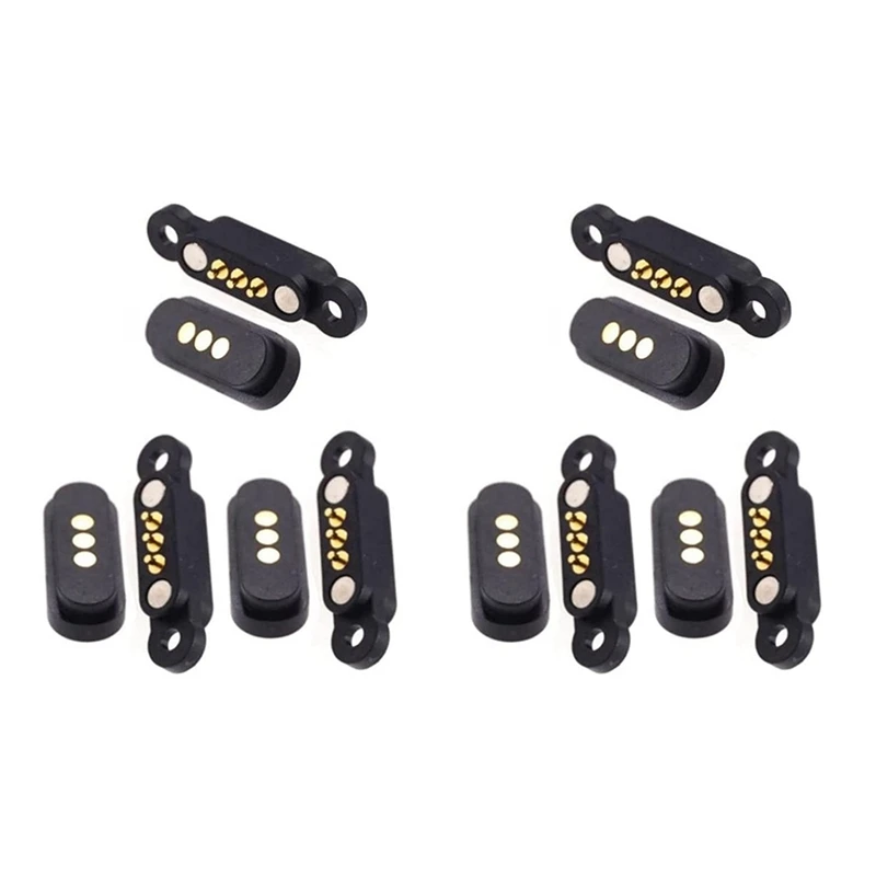 6 Pairs Spring Loaded Magnetic Pogo Pin Connector 3 Positions Magnets Pitch 2.3MM 3P Through Holes Male Female Probe