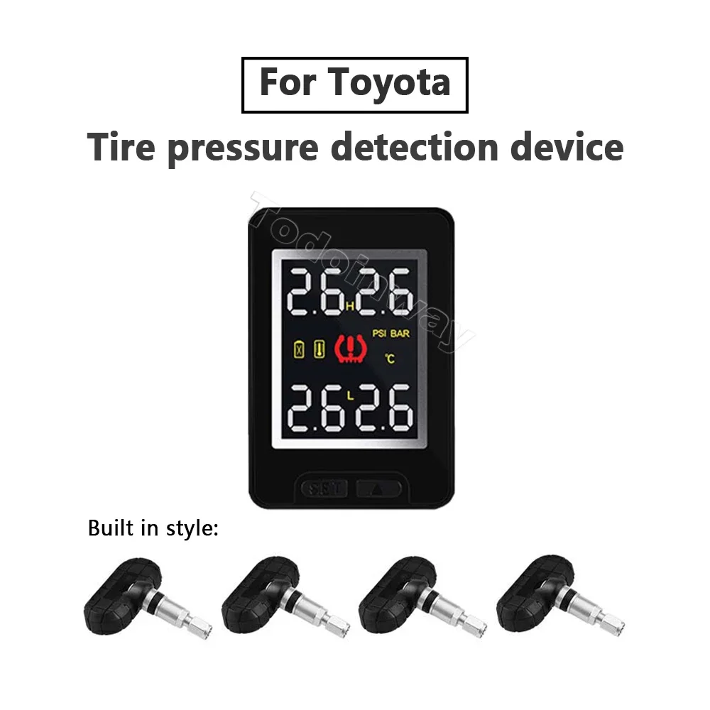 

Car TPMS Digital Tire Pressure Monitoring System 4 Wheel Tyre Temperature Alert For Toyota Corolla Highlander Camry Prado RAV4