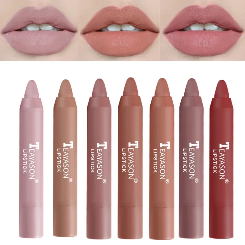 Lápiz labial mate de terciopelo, 12 colores, resistente al agua, de larga duración, lápiz labial rojo Sexy, taza adhesiva, maquillaje, tinte labial, cosmético