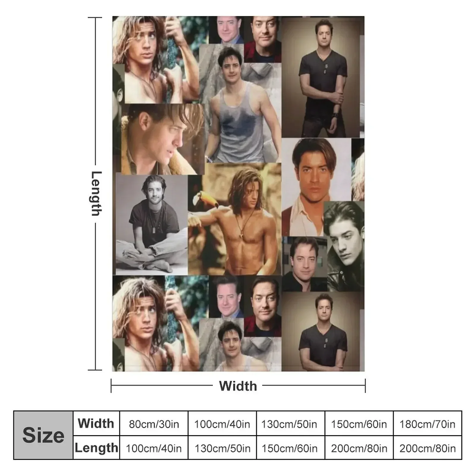 Brendan Fraser Love Collage Throw Blanket couch cozy soft plush fuzzy picnic outdoor blanket
