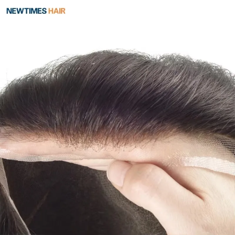 HS7 풀 스위스 레이스 남성용 헤어 시스템 부분 가발, 사실적인 헤어라인, 도매 100% 인모 가발 부분 가발