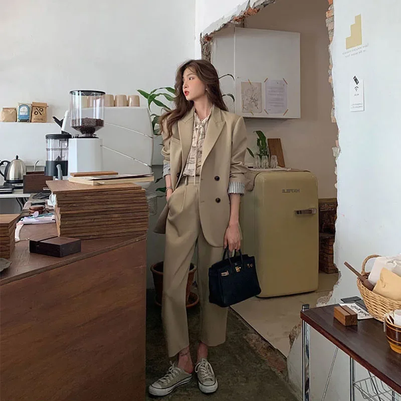 Commute Blazers Business Suit Korean Fashion Women Solid Colors Double Breasted Suit 2023 Spring Autumn New Office Blazer Jacket