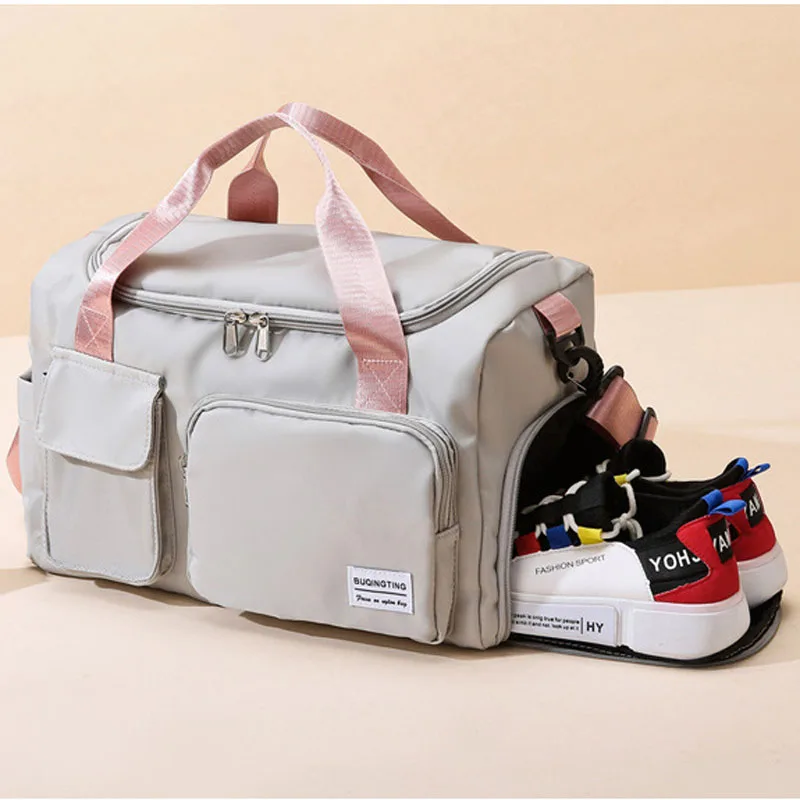 wet and dry separation travel bag big hand bags for women large capacity foldable shopping bag gym sport bag with shoes pocket