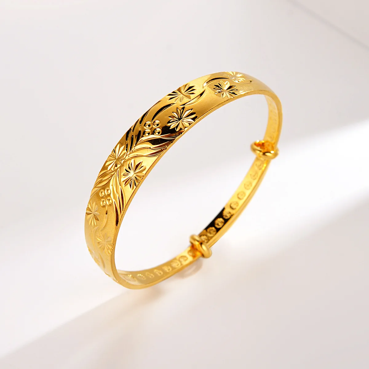 AU999 gold bracelet for women Chinese style ancient heritage pattern bracelet 24K real gold push-pull movable female bracelet