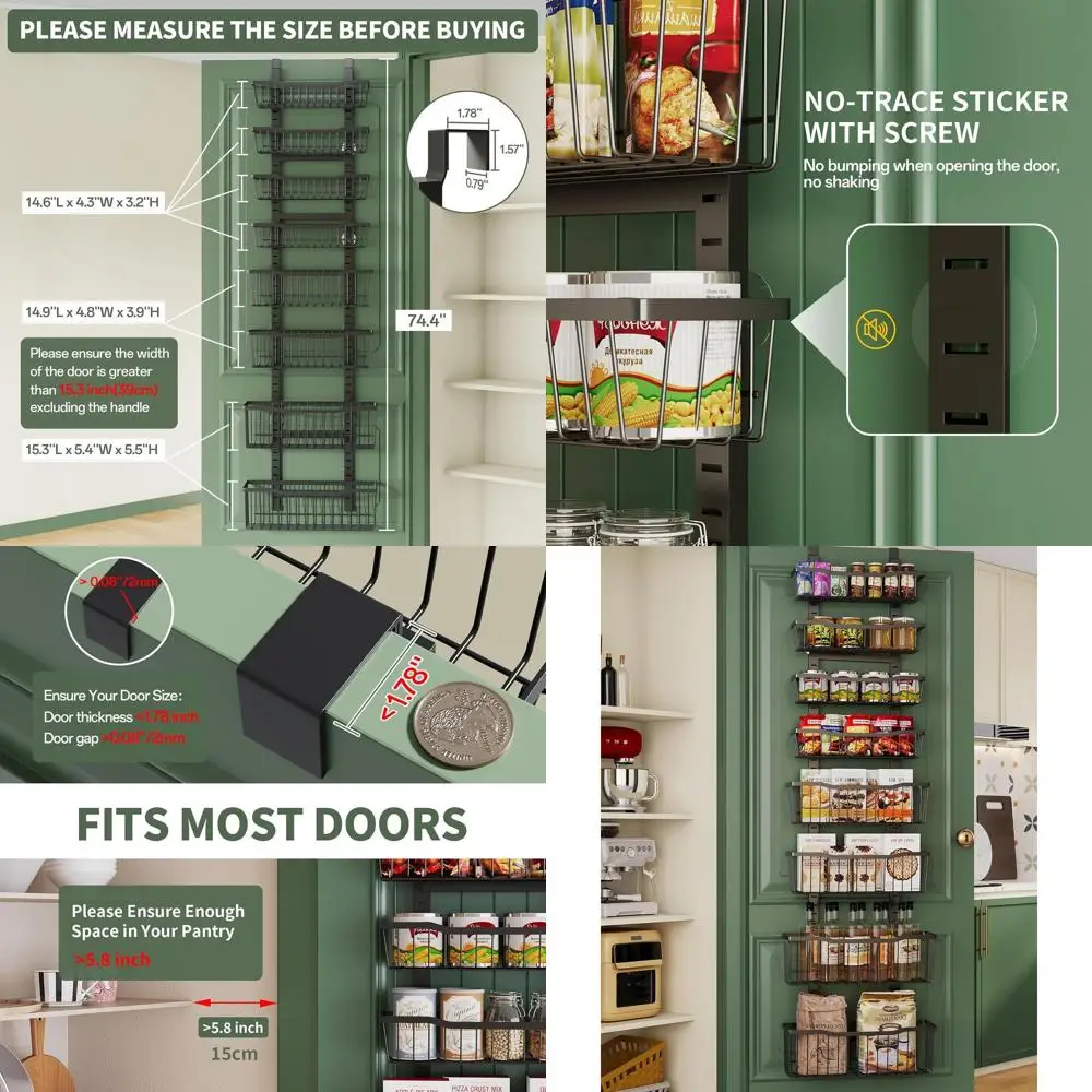 

Органайзер для хранения над дверью, 8-ярусный органайзер для кладовой над дверью с регулируемыми корзинами, металлические подвесные органайзеры и системы хранения