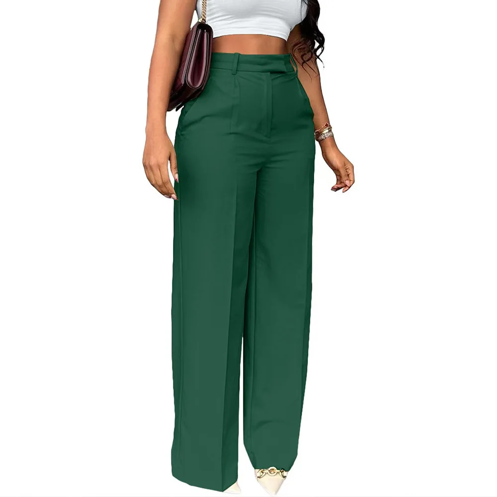 Autumn Winter New Women's Suit Pants Loose Casual Solid Color Versatile Commuter Style Clothing High Waist Pocket Straight Pants