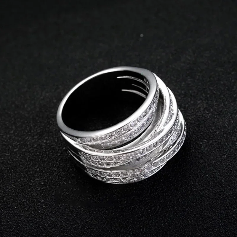 New Luxury Elegant Fashion Trend Zircon Ring for Women Wedding Engagement Bride Temperament Personality Niche Design Jewelry