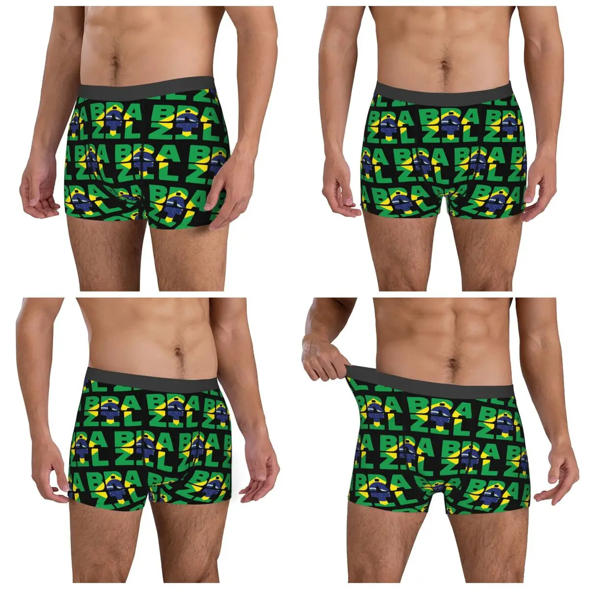 Boxer Underpants Shorts Brazil Flag Text Panties Men's Soft Underwear for Homme Man Boyfriend Gift