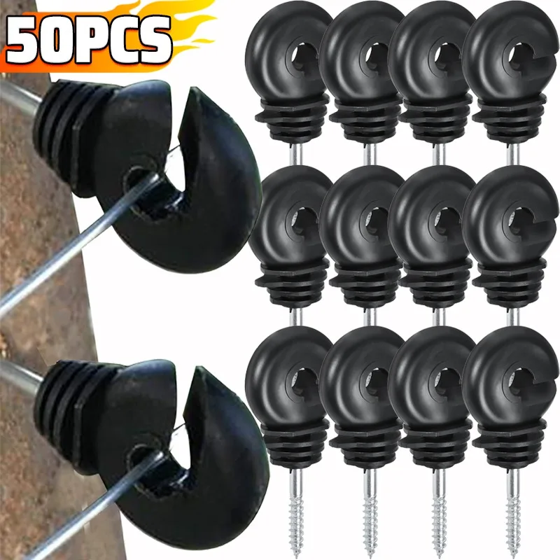 

5/50 шт. электронный изолятор для забора, садовый смещенный кольцевой изолятор, проволока из углеродистой стали, безопасный изолятор для сильной и безопасной решетки для ограждения