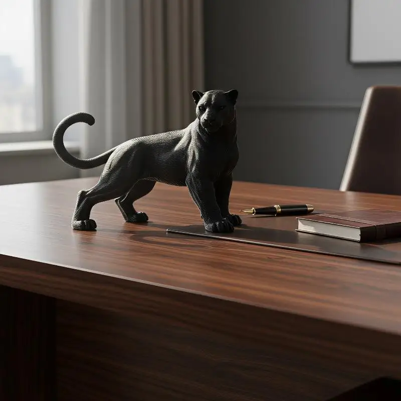 Realistic 3D Printing Panther Figurine 1PC Art Craft Ornament for Office Desktop Decor Premium Gift for Colleagues