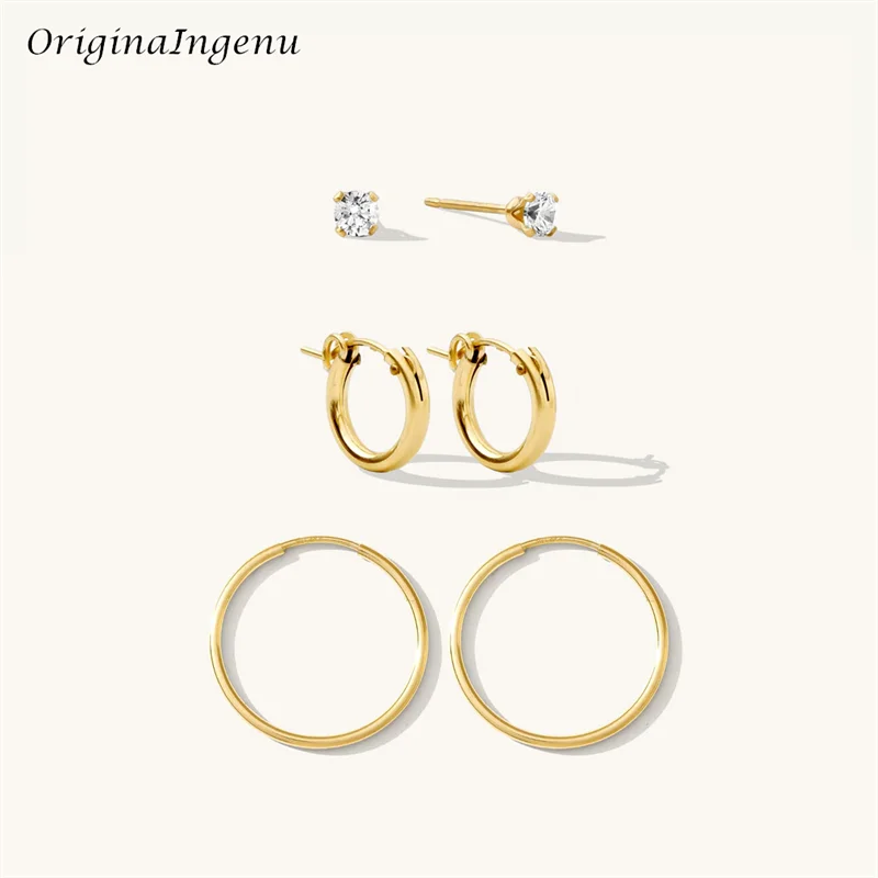 14K Gold Filled Signature Earrings Set Exquisite Gold Filled Hoop Earring Minimalism Women Jewelry Tarnish Resistant Jewelry Set