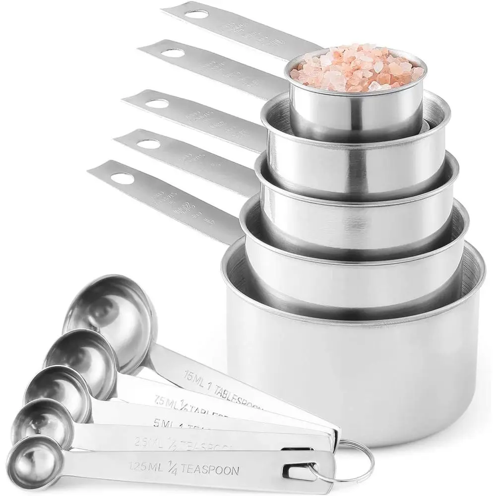 Measuring Cups and Spoons 10-Piece Set, 5 Cups and 5 Spoons