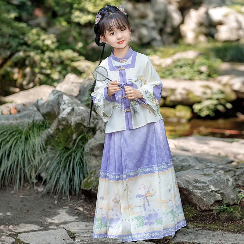 

Chinese Traditional Folk Dance Dress Girls Red Dance Fairy Costume Hanfu Girls Princess Dresses Set Kids Party Cosplay Clothing