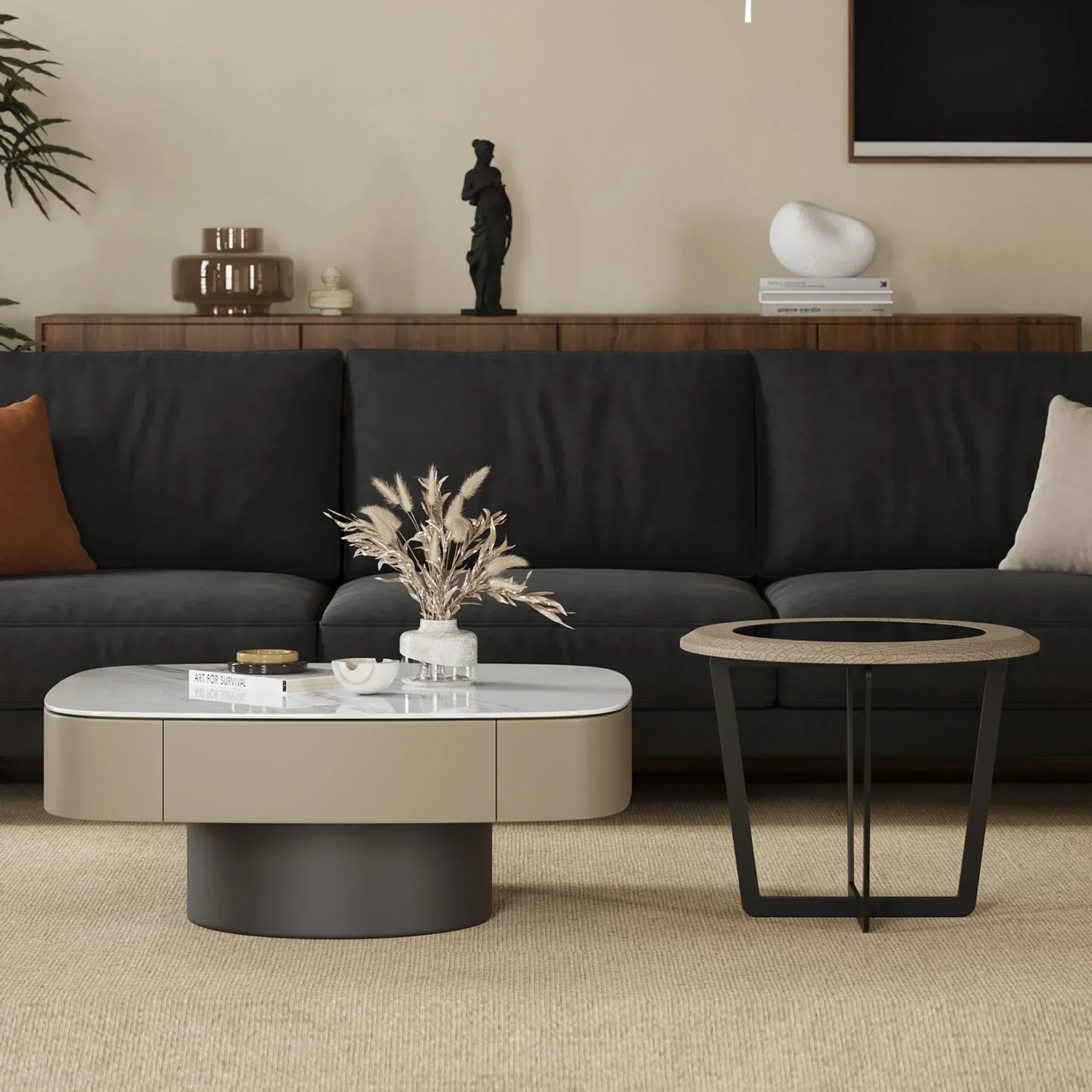 Living Room Home Minimalist High Sense Internet Celebrity Square Child and Mother Tea Table