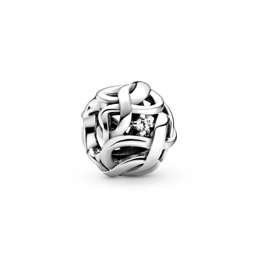 Autentico argento Sterling 925 traforato tessuto Infinity & Family Heart Charm Bead Fit braccialetto Pandora originale regalo di gioielli da donna