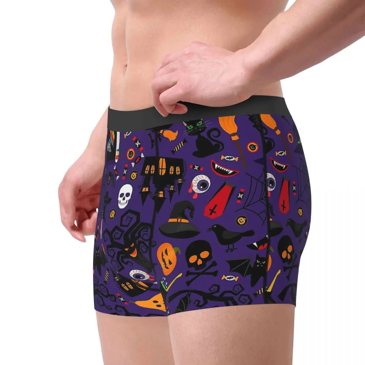 Skeleton Skull Bone Halloween Seamless Pattern Vector Underpants Cotton Panties Male Underwear Print Shorts Boxer Briefs