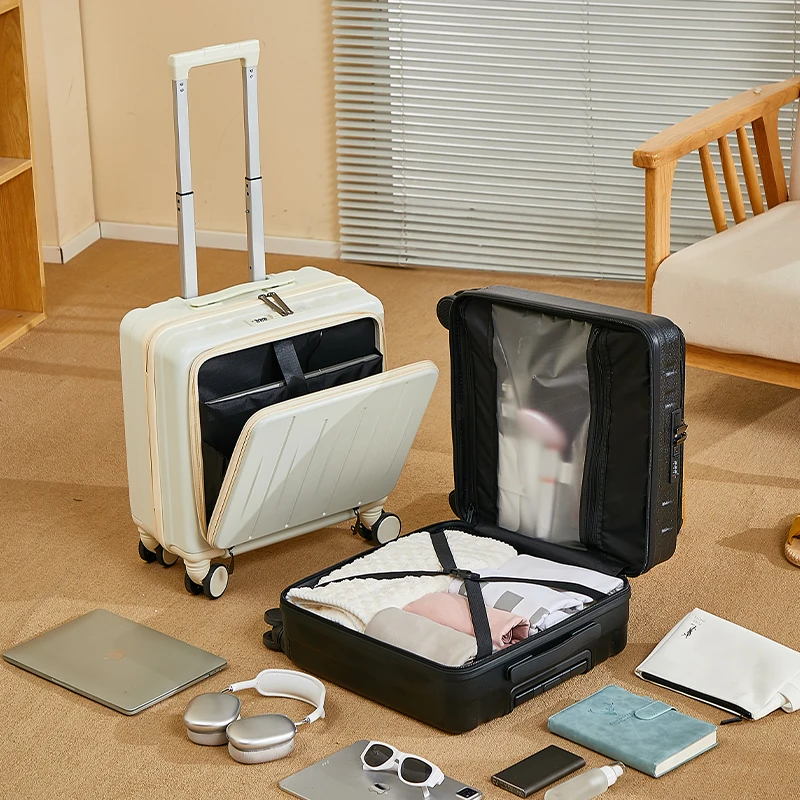 

8-Inch Faionable Hardell Suitcase with Front Opening Boarding Bag for Men And Women Universal Wheel Carry-On Password Box