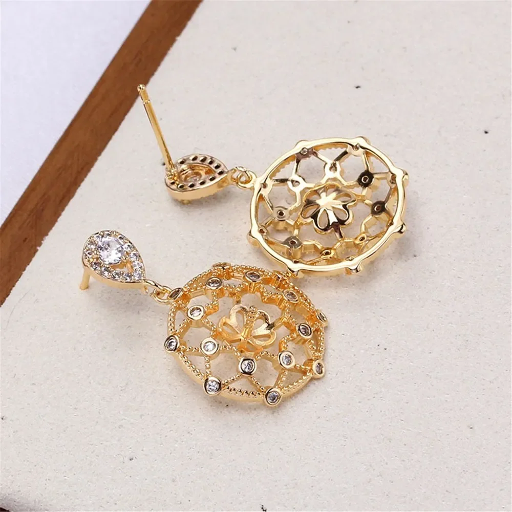 

Позолоченные серьги с жемчугом, принадлежности для изготовления ювелирных изделий своими руками, пустые основания для ушей для аксессуаров ручной работы, 1 пара без жемчуга