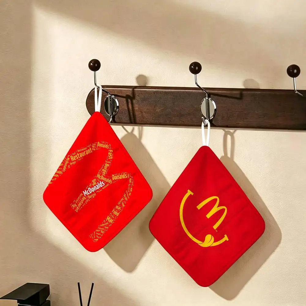 Cute Figure Icon LOGO M-McDonald-es Polyester Cotton Hanging Kitchen Towel Absorbent Hand Wiping Cloth for Daily Cleaning Drying