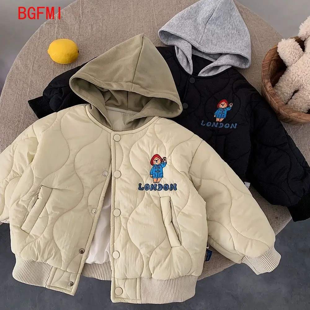 

Детская хлопковая куртка с капюшоном, осень-зима 202, новая хлопковая куртка с вышивкой для мальчиков и девочек, теплое повседневное пальто для малышей, От 2 до 9 лет