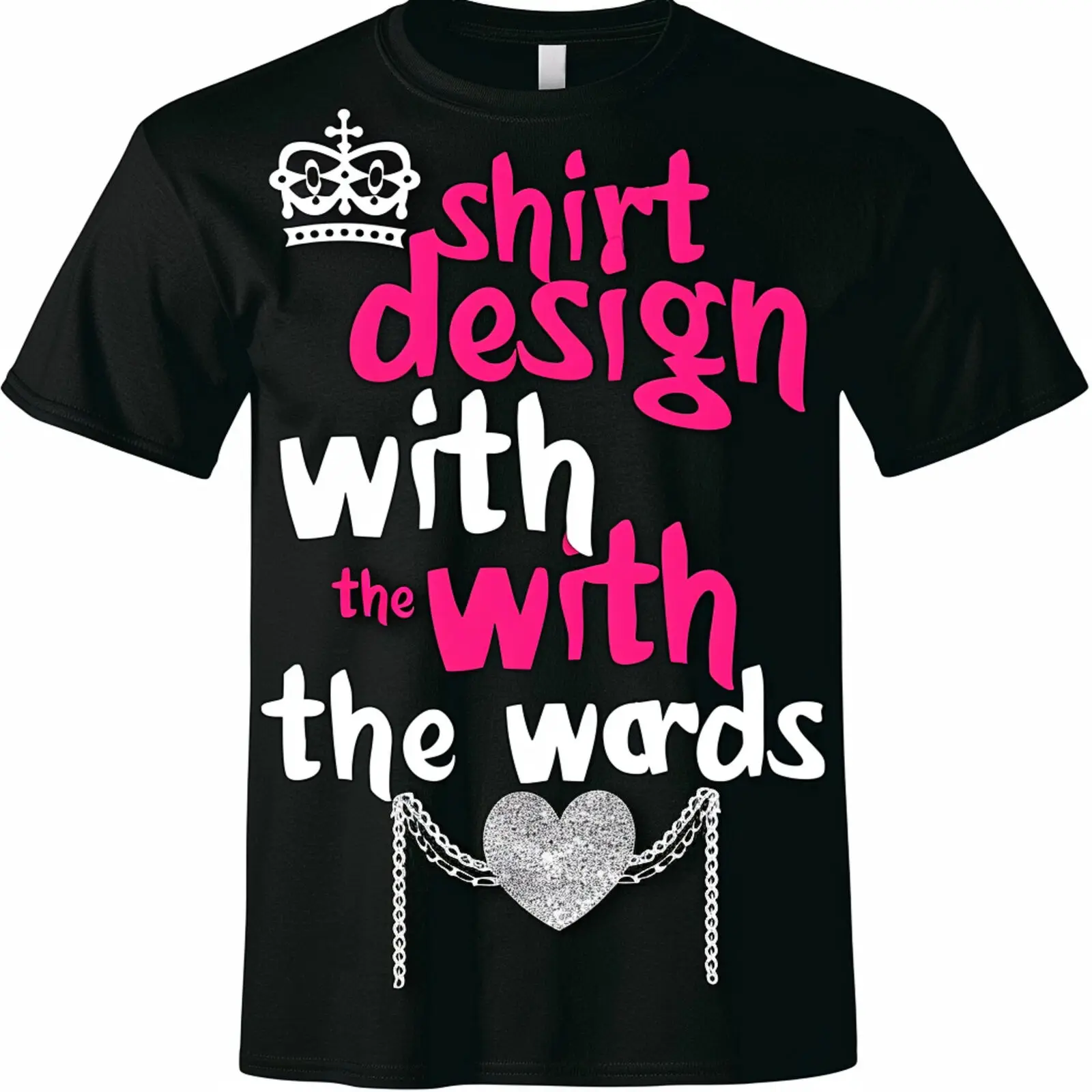 Bibliopunk Inspired Men's Black TShirt with Glitter Crown and Necklace Design