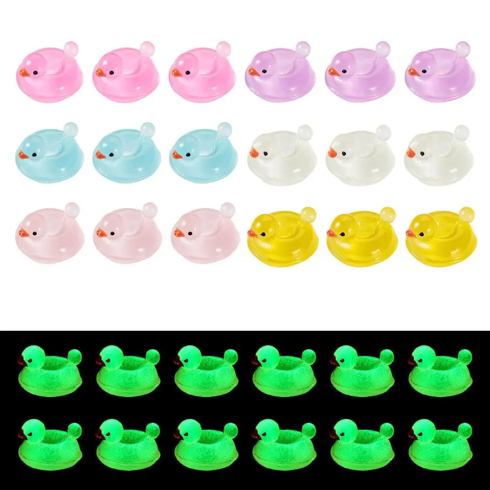 10Pcs New DIY Luminous Resin Ducks Mini Creative Luminous Ducks Cute Micro Landscape Swimming Ring Luminous Ducks