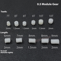 10pc 0.5M modulus Small Motor Plastic Gear 7T 8T 10T Teeth 1mm/2mm Shaft Toy RC Car Transmission Gear 6mm Worm Gear Helical Gear