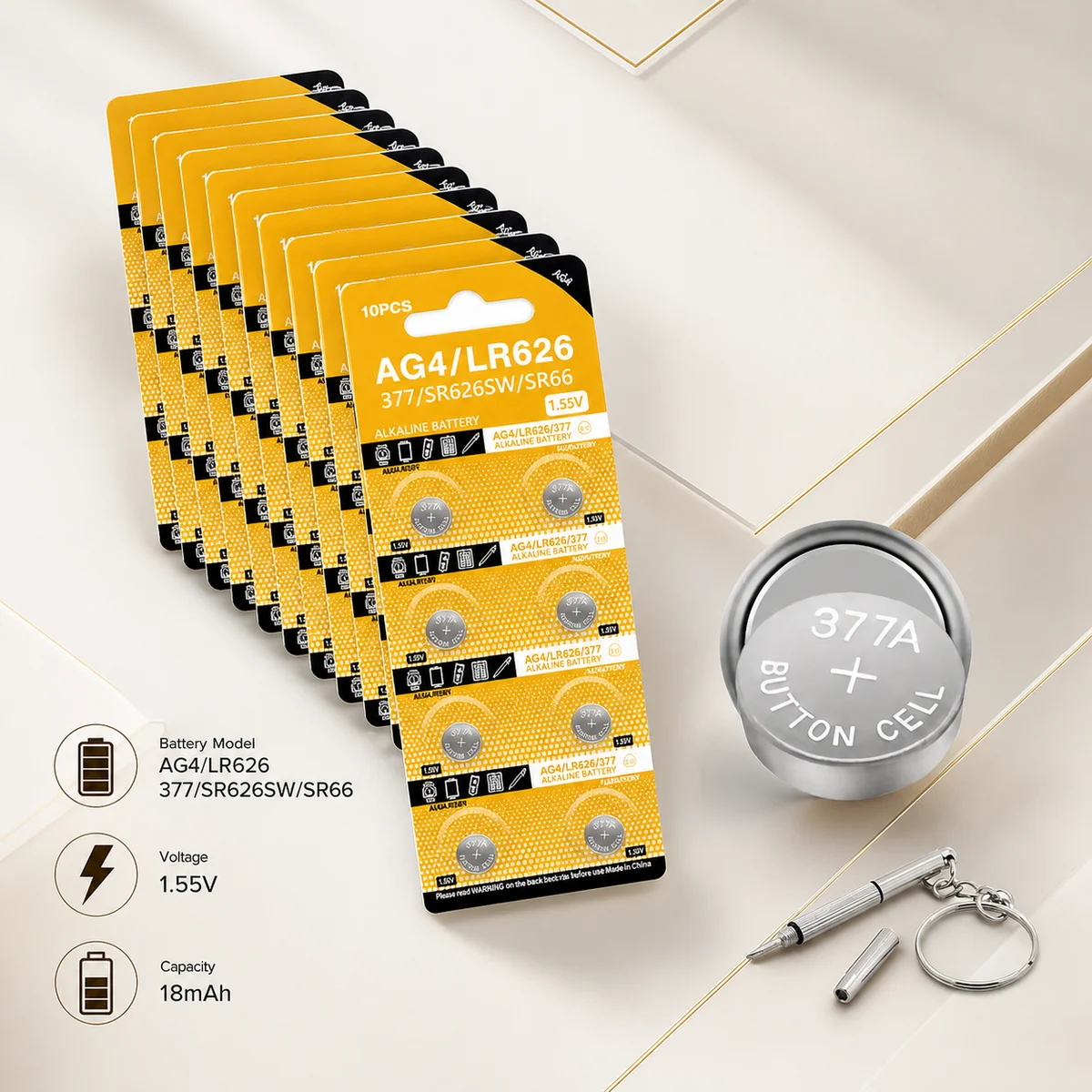 Alkaline Button Cell Battery LR626 AG4 377 SR626 1.55V 4-120PCS For Watch Calculator Car Key Clock Toy Replacement Stable Power