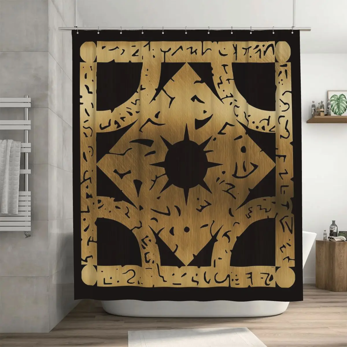 

Душевая шторка Lament Configuration Side F из полиэстера, водонепроницаемая, с крючками