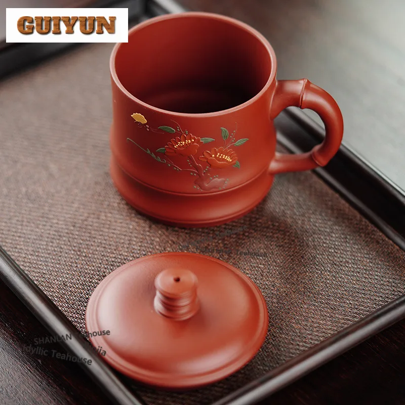 310ml Yixing Purple Clay Love Of Butterfly Coffee Mug Latte Cereal Mug Afternoon Tea Mug Master Office Water Cup Tea Items Craft