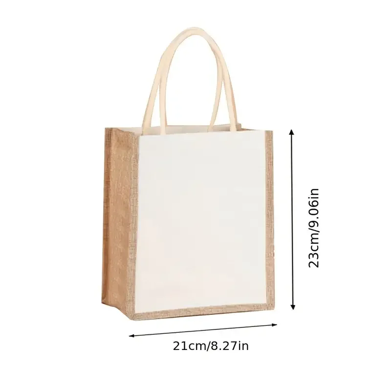 1 Pc Linen Tote Vintage Reusable Grocery Shopping Wedding Birthday Gift Bag Handmade Handbag Multifunctional Linen Tote Bag