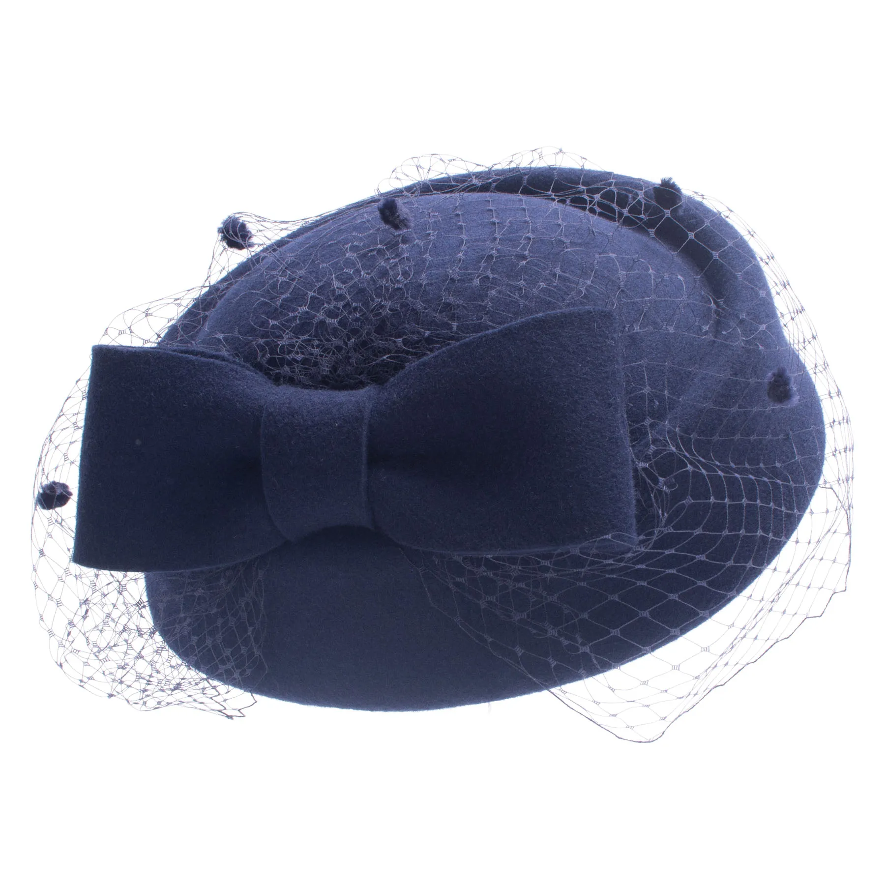 

Womens Winter Pillbox Hats Vintage Style Wool Felt Fascinator Bow Veil Netting Wedding Party Church Hats A080