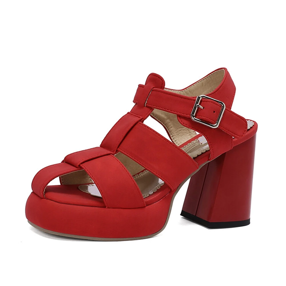 

Designer Sandals Women Fashion Square Toe High Heels Dress Party Bridal Shoes Buckle Work Clothes Platform Sandals 338-34