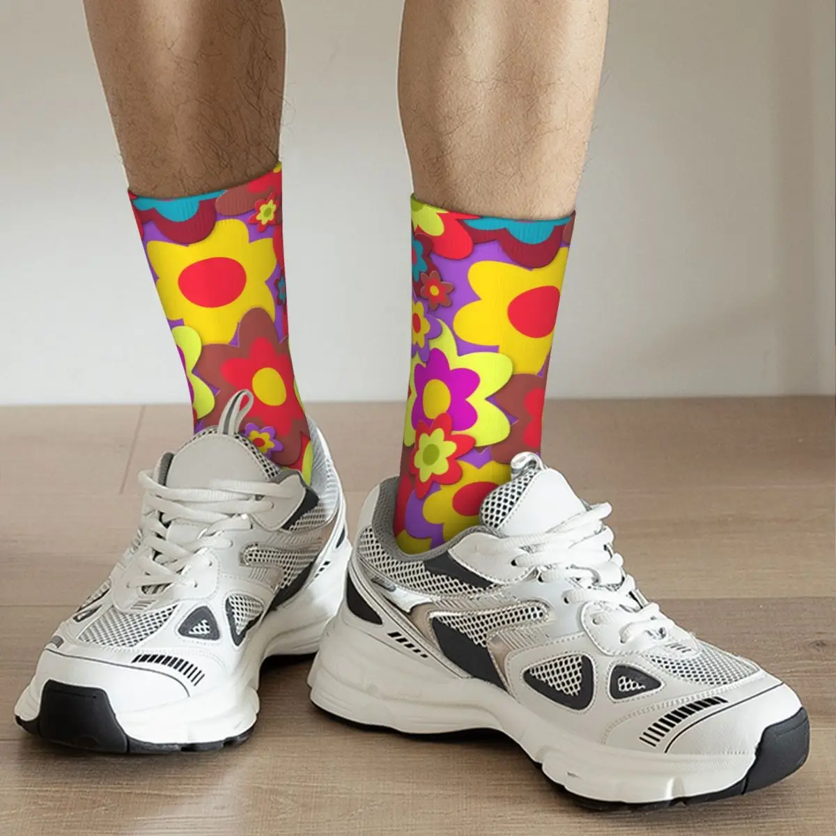 Vintage Flowers Color Men's compression Socks Unisex Harajuku Seamless Printed Novelty Crew Sock