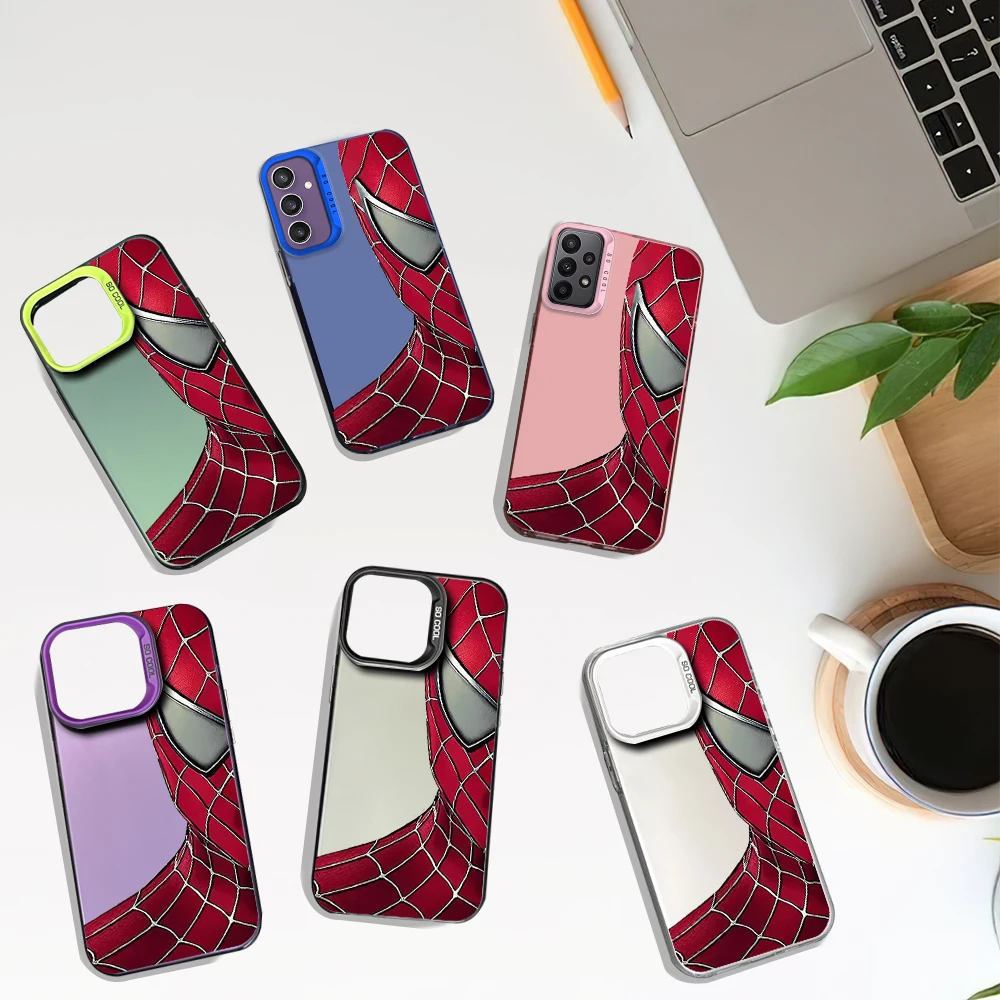 MINISO S-Spiderman Cool Laser Phone Case for Samsung S24 23 22 ULTRA A25 33 32 34 S PLUS IMD Shockproof Silicone Coque