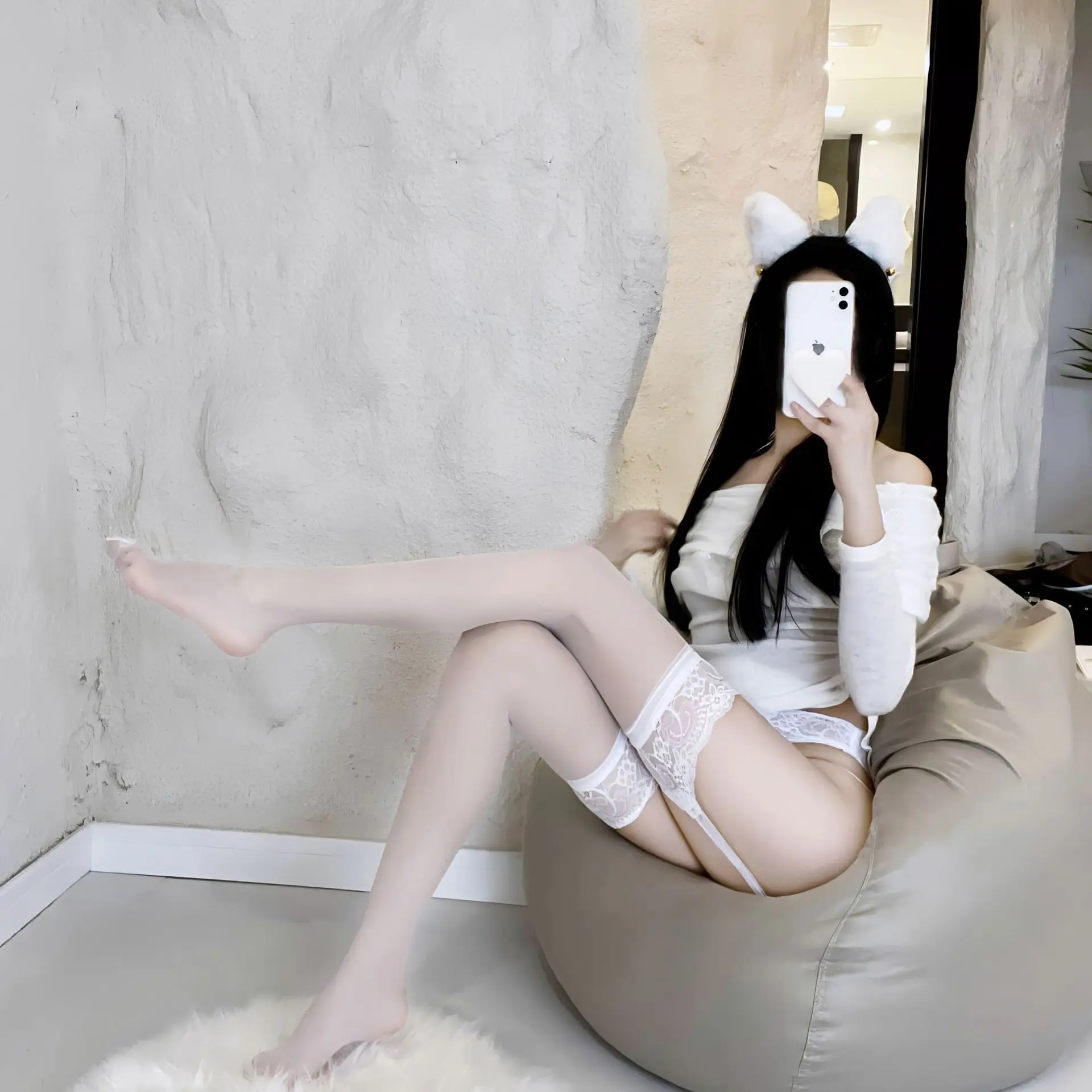 

Sexy Bodystocking with Suspenders - Erotic Fishnet & Sheer Stockings, Over-the-Knee Alluring Tights for Hot Girl Innocently