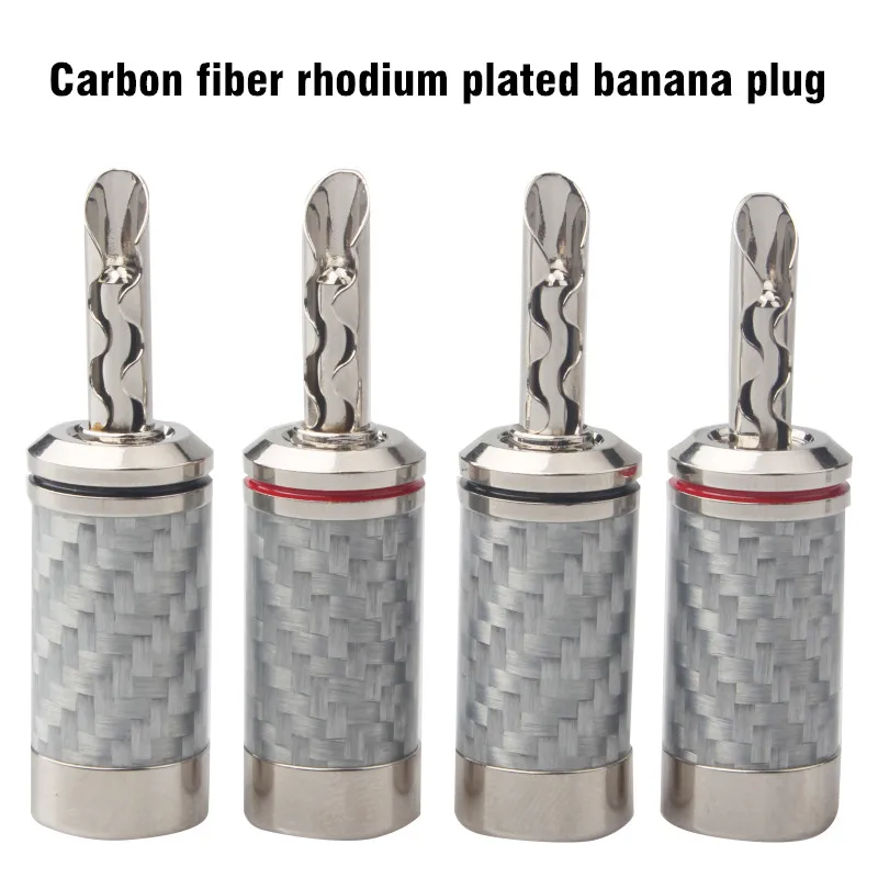 

8pcs carbon fiber pure copper rhodium plated BFA banana plug with teeth hifi audio speaker cable connector