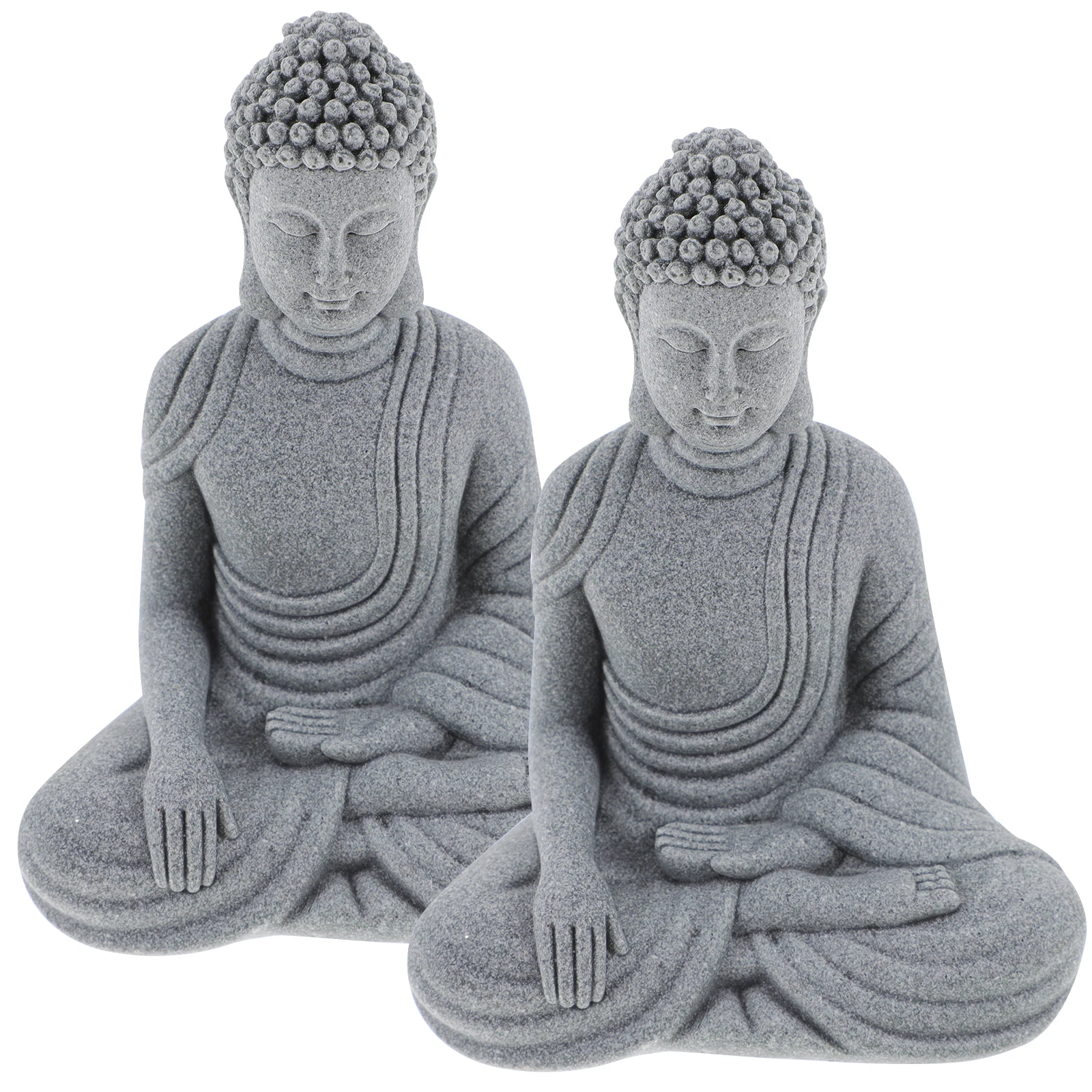 

2Pcs Simulated Statues Sandstone Indoor Outdoor Decor Garden Bonsai Decor Bonsai Buddha Statues Landscape Ornaments